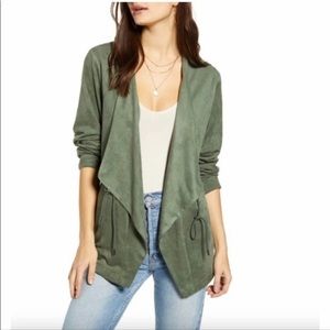 NWT Blank NYC Green Suede Open Front Waist Tie Jacket. Size XS